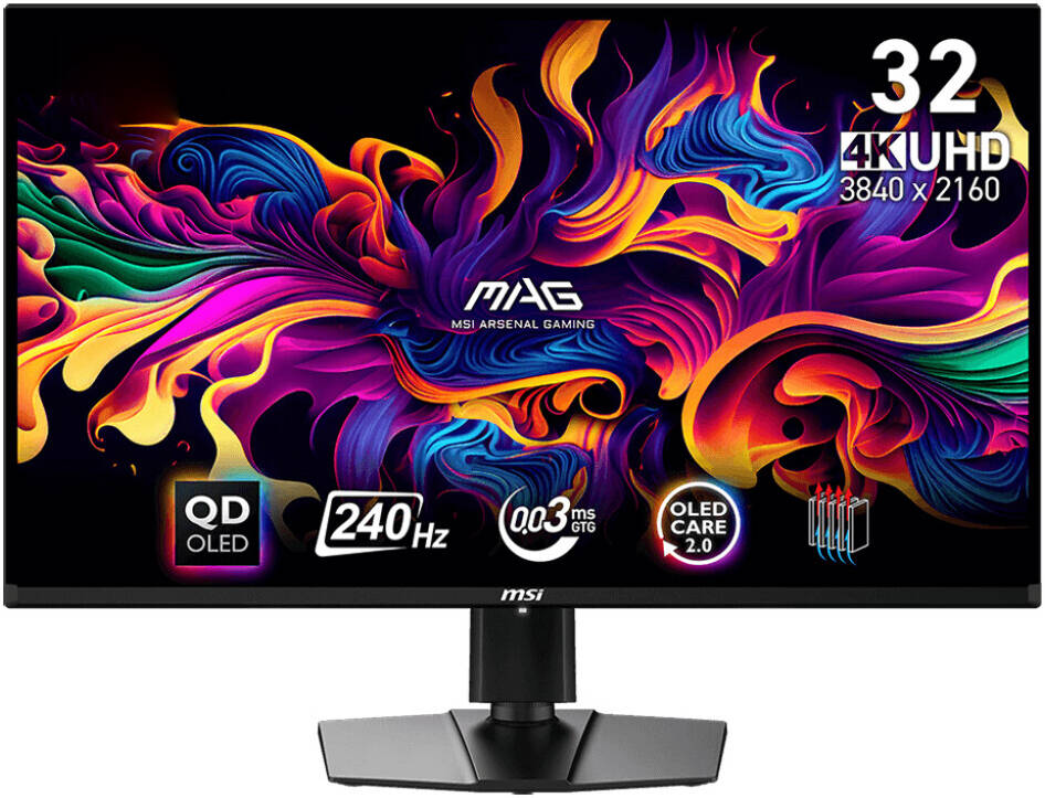 MSI MAG 321UPX QD-OLED 32" 4K UHD Gaming Monitor – 240Hz Refresh, 0.3ms Response, HDR, Ultra-Fast OLED Display for Pro & Competitive Gaming