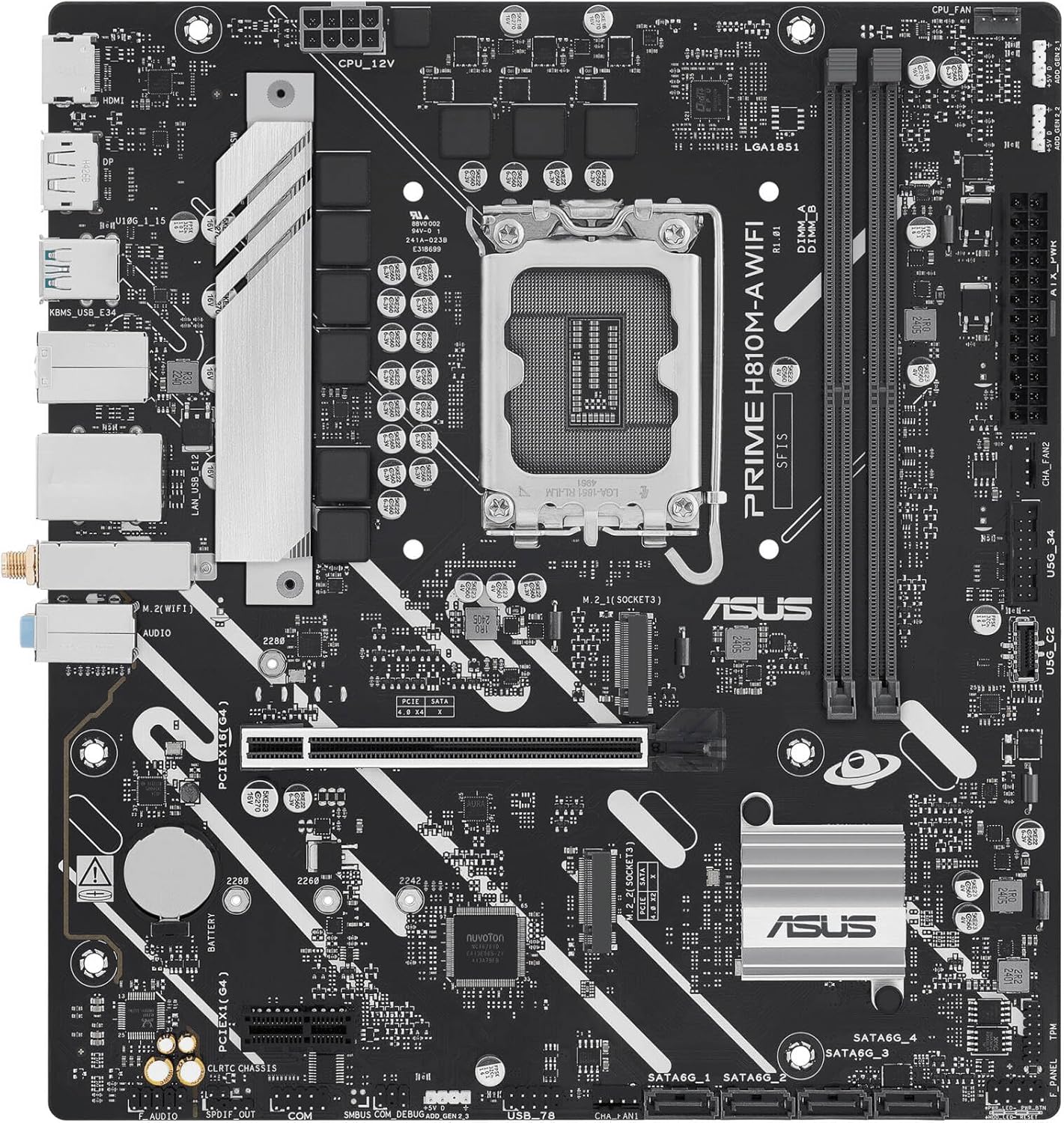 ASUS Prime H810M-A WiFi Motherboard – LGA1851, Intel H810 Chipset, USB 10Gbps, SATA Support, Micro-ATX