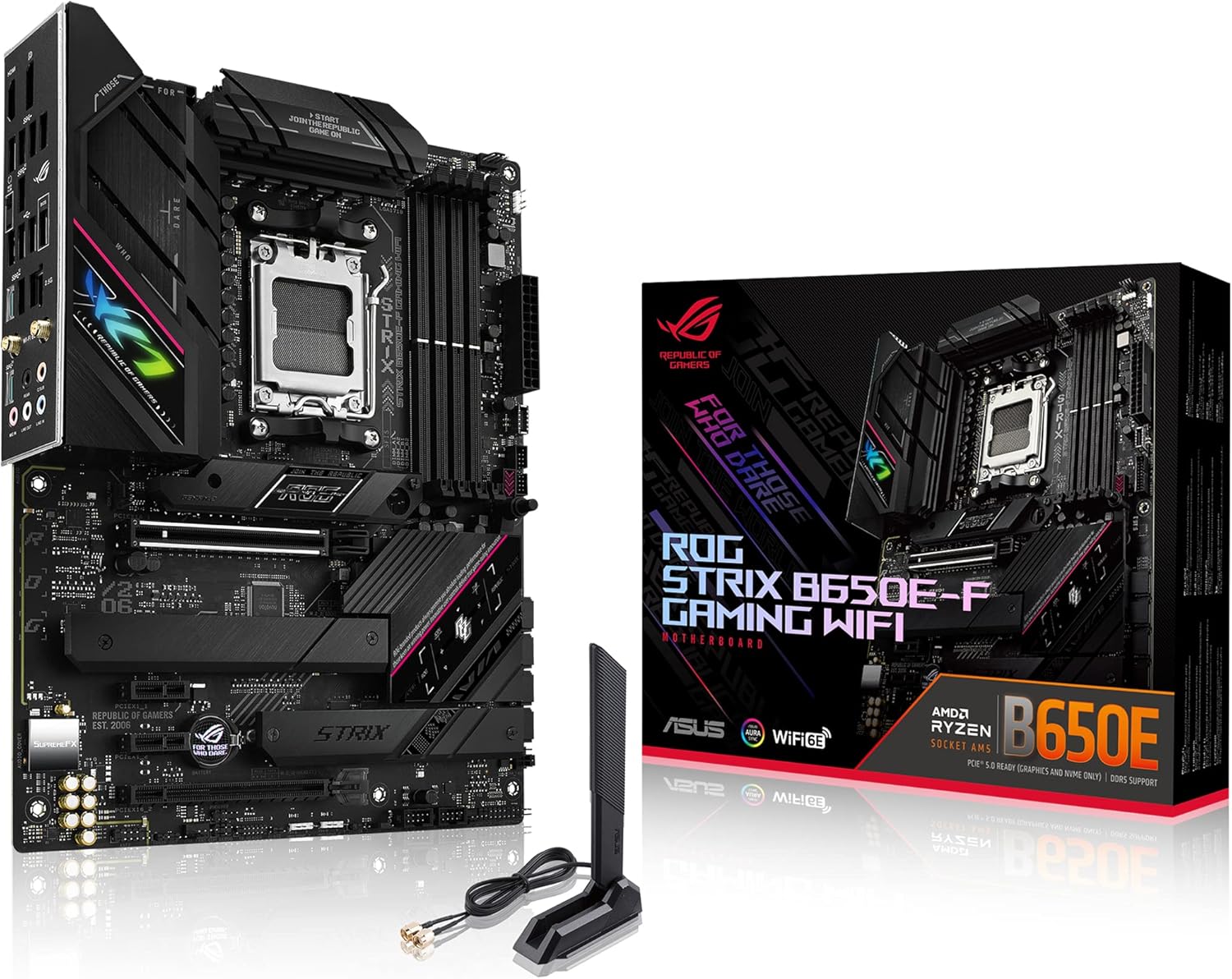 ASUS ROG Strix B650E-I Gaming WiFi-AE   Compact Mini-ITX AM5 Motherboard with DDR5-6400+ OC, PCIe 5.0, WiFi 6E, 2.5Gb Ethernet, USB 3.2 Gen 2x2, SupremeFX Audio & Aura Sync RGB