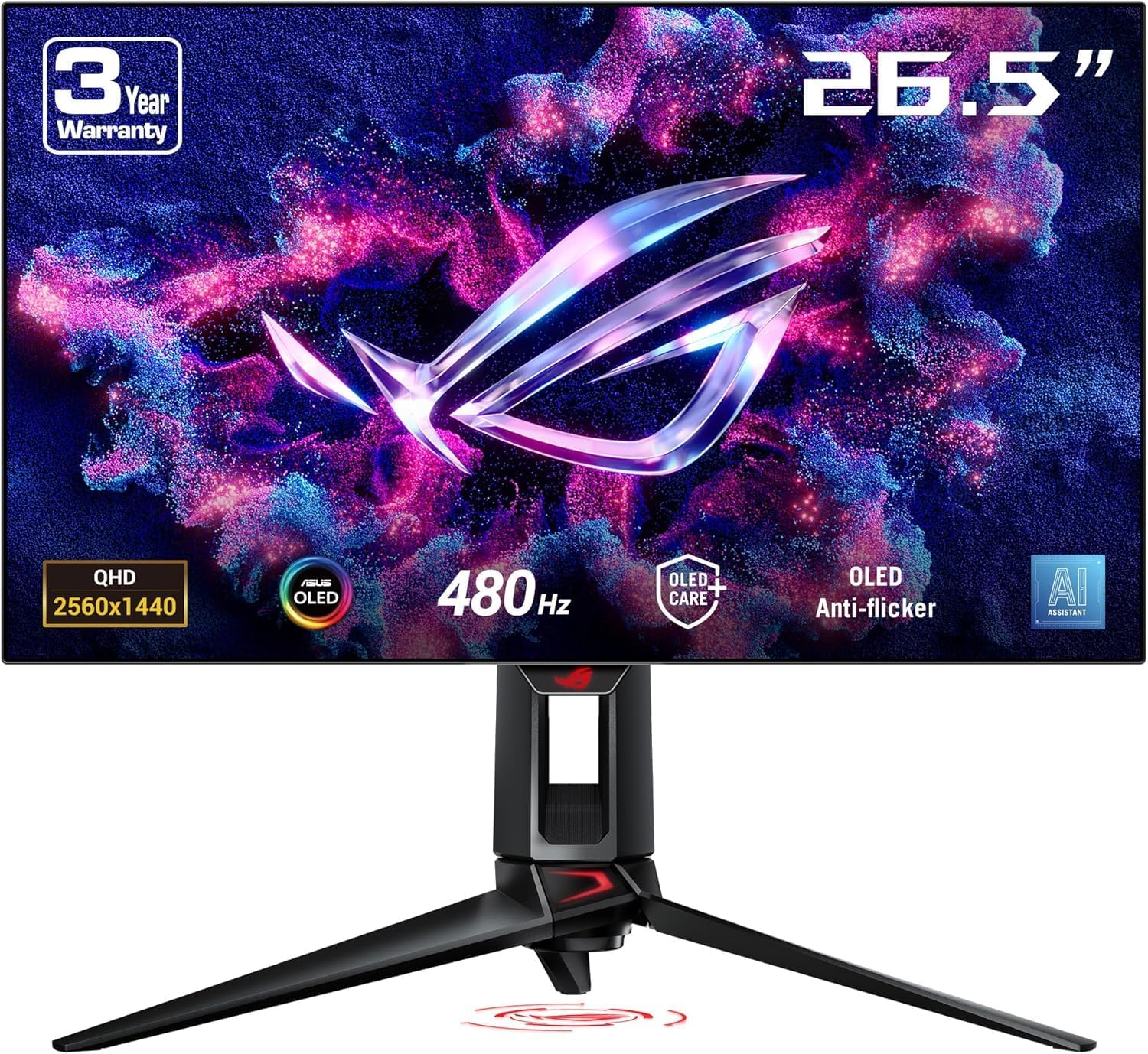 ASUS ROG Swift PG27AQN Gaming Monitor – 27", 2560x1440 QHD, 360Hz, 1ms Response, HDMI (x3) + DisplayPort + USB Hub, Black