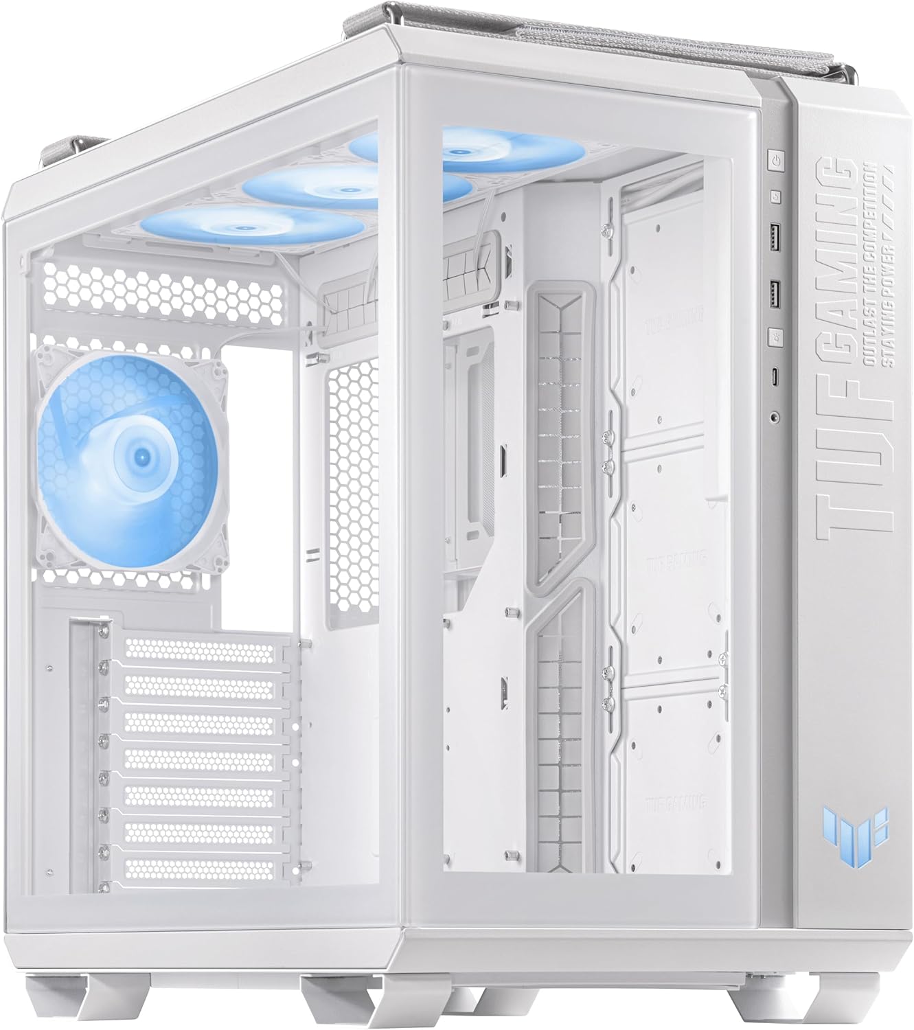 ASUS TUF Gaming GT502 Plus Mid Tower ATX Dual Chamber Case – White