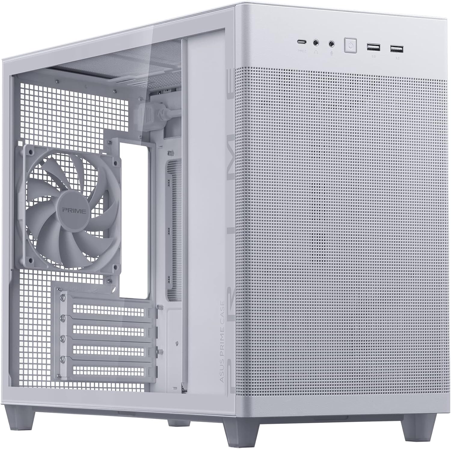 ASUS Prime AP201 Tempered Glass MicroATX Case   White (Model 90DC00G3?B39010)