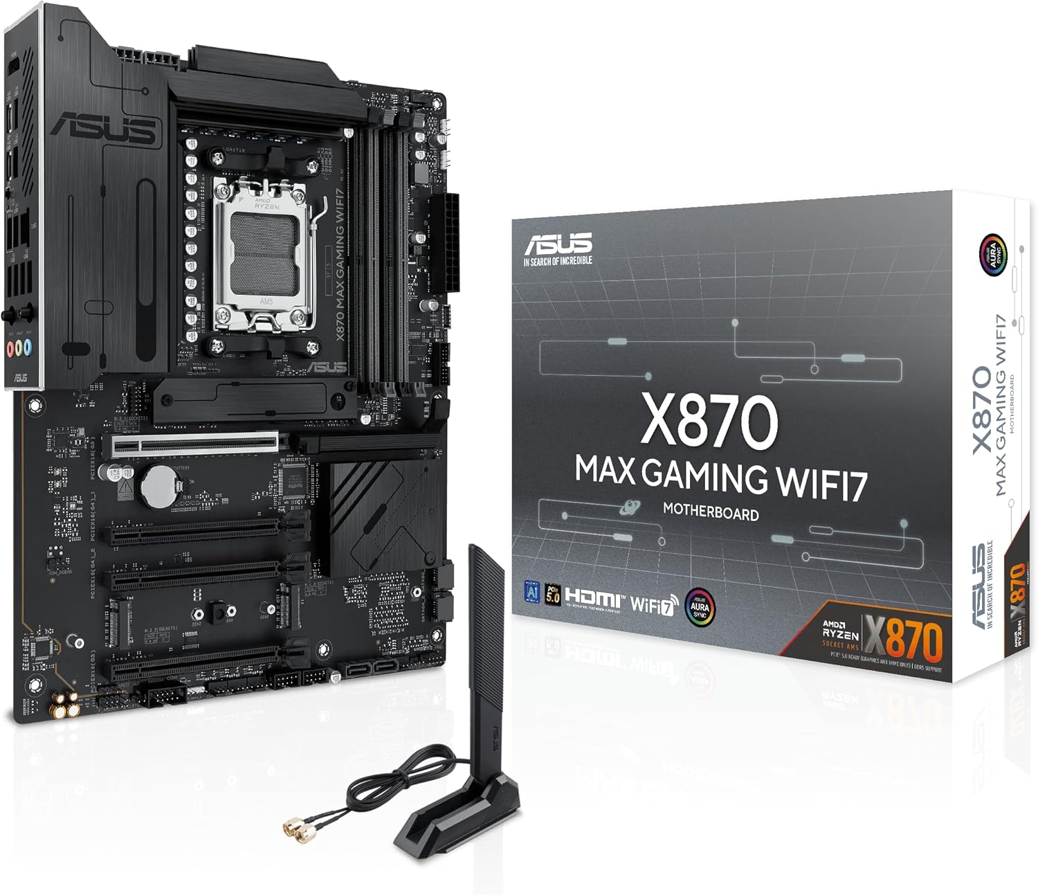 ASUS X870 Max Gaming WiFi7 W-AE – High-Performance ATX AM5 Motherboard with DDR5-8600 OC, PCIe 5.0, WiFi 7, USB 4.0, Robust Power Design & Advanced Cooling