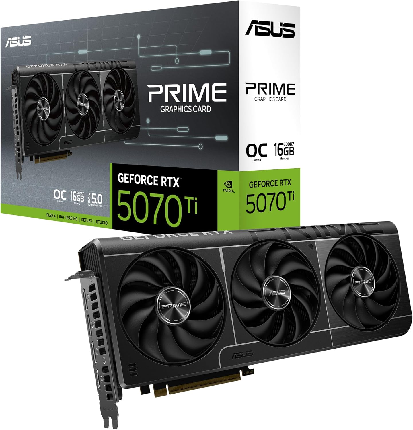 PRIME-RTX5070TI-O16G-AE – NVIDIA GeForce RTX 5070 Ti Graphics Card with 16GB GDDR6 Memory, PCIe 4.0, and Enhanced Cooling System