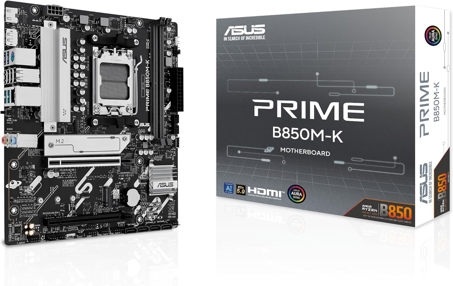 ASUS Prime B850M-A WiFi-AE   Compact Micro-ATX AM5 Motherboard with DDR5-8000+ OC, PCIe 5.0, WiFi 6E, USB 4.0, Reliable Power Design & Efficient Cooling