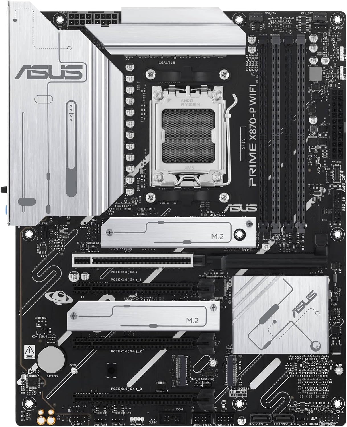 ASUS Prime X870-P WiFi Motherboard – AMD AM5 Socket, X870 Chipset, PCIe 5.0, USB4, Wi-Fi 7, Aura Sync RGB