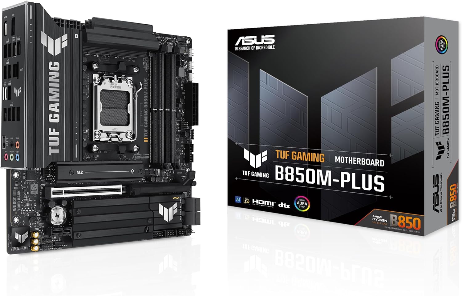 ASUS TUF Gaming B850M-Plus WiFi-AE   Reliable Micro-ATX AM5 Motherboard with DDR5-8000+ OC, PCIe 5.0, WiFi 6E, USB 4.0, Military-Grade Components & Efficient Cooling