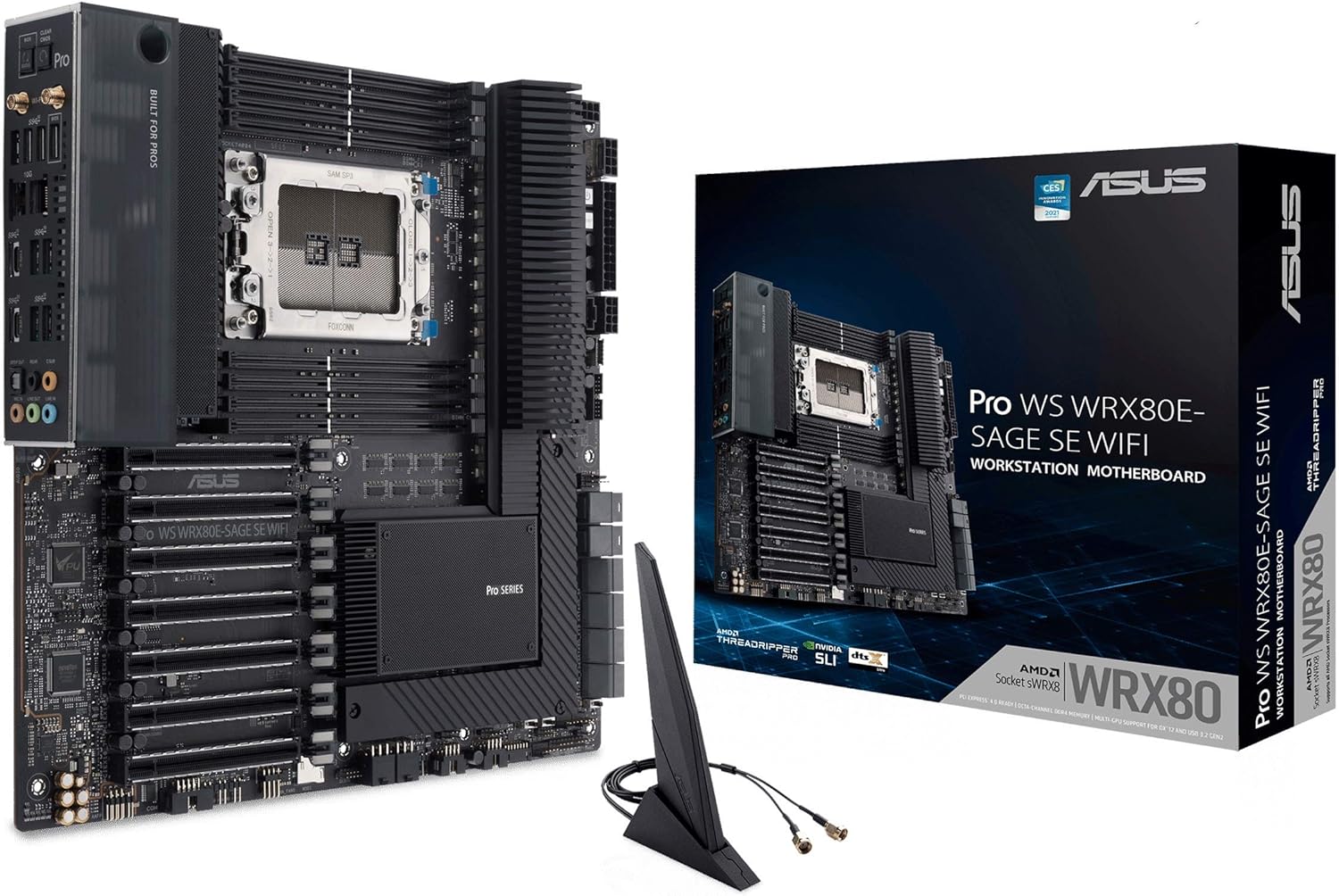 ASUS PRO WS WRX90E-SAGE SE-AE – Professional Workstation Motherboard with sTR5 Socket, DDR5, PCIe 5.0 & Dual 10G LAN for AMD Ryzen Threadripper PRO 7000 Series