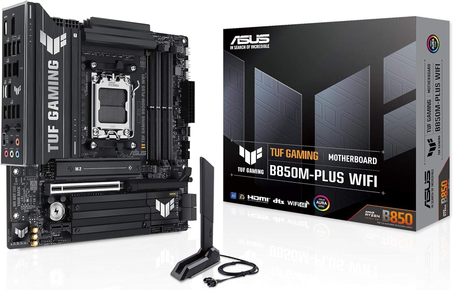 ASUS TUF Gaming B850-Plus WiFi-AE   Durable ATX AM5 Motherboard with DDR5-8000+ OC, PCIe 5.0, WiFi 6E, USB 4.0, Military-Grade Components & Robust Cooling