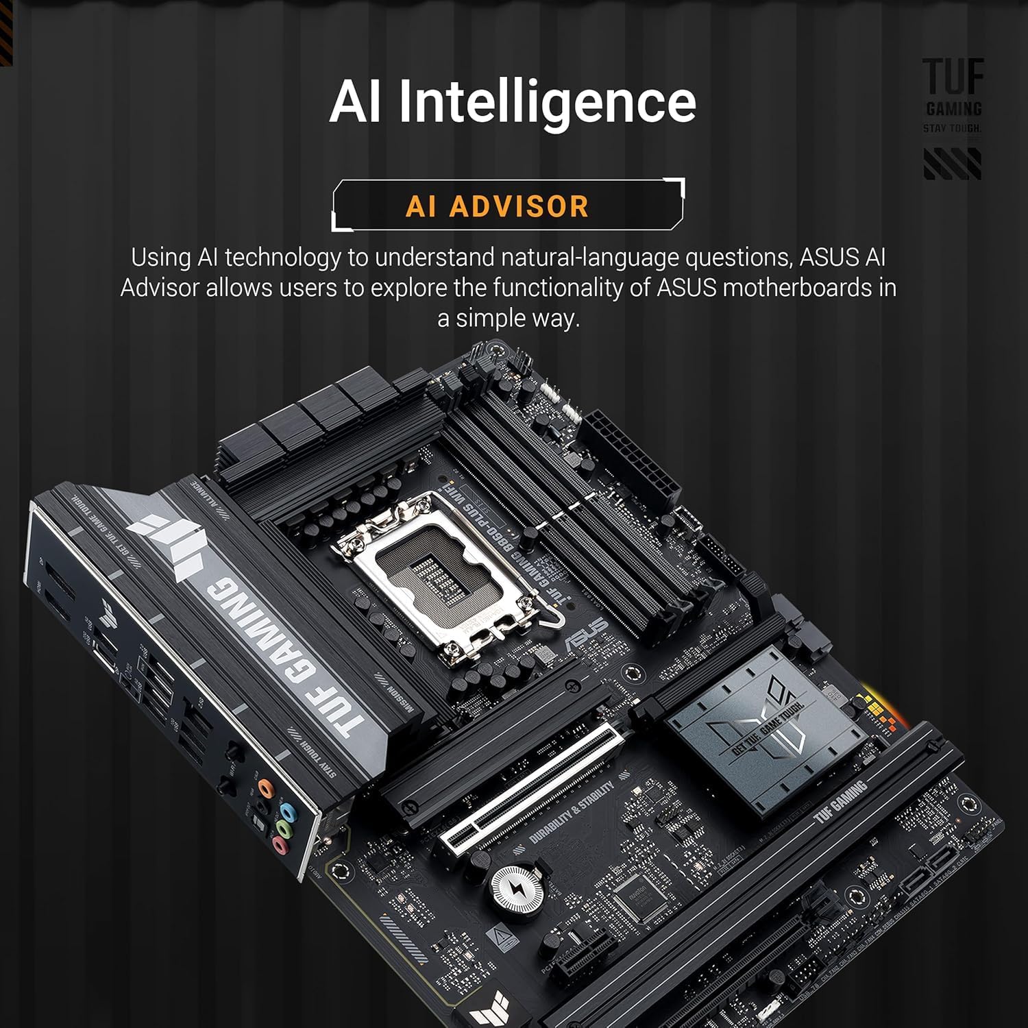 ASUS TUF Gaming B860-Plus WiFi Motherboard – LGA1851 Socket, B860 Chipset, ATX