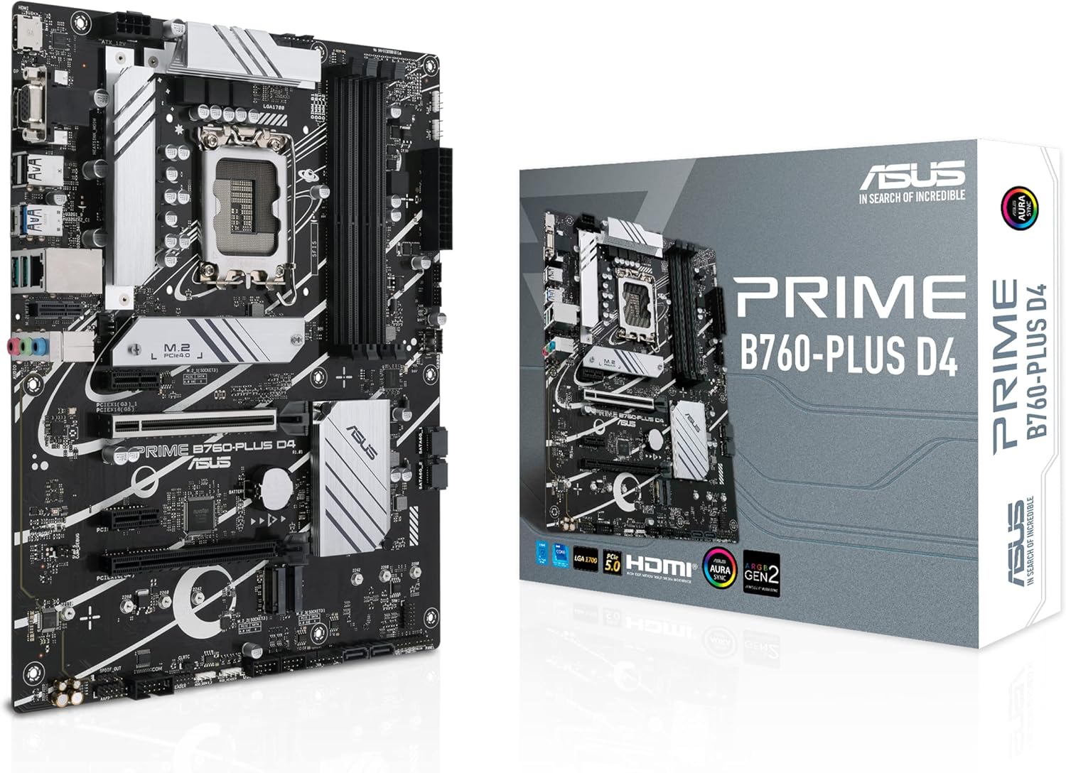 ASUS PRIME?B760?PLUS?AE?– ATX?LGA1700 Motherboard with DDR5?7200+?OC, PCIe?5.0, Triple PCIe?4.0?M.2, Wi?Fi?6E/e & USB4 Header, 2.5?Gb Ethernet, USB?20?Gbps Type?C, DisplayPort, HDMI™, BIOS FlashBack™, Aura?Sync RGB & Military?Grade Durability