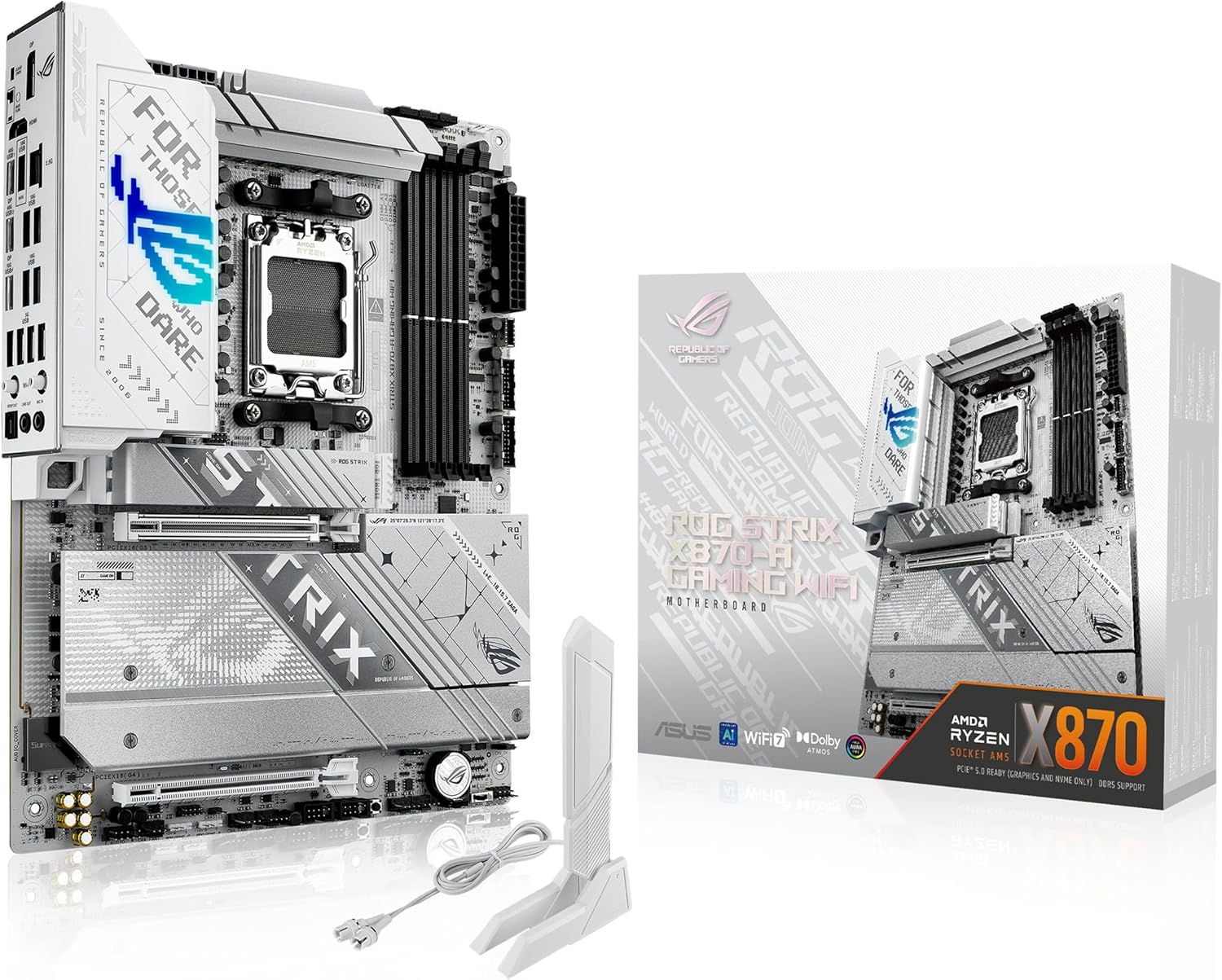 ASUS ROG Strix X870-F Gaming WiFi-AE – High-End ATX AM5 Board with DDR5-8000+ OC, PCIe 5.0, WiFi 6E, Dual USB 4.0, SupremeFX Audio & Advanced Cooling