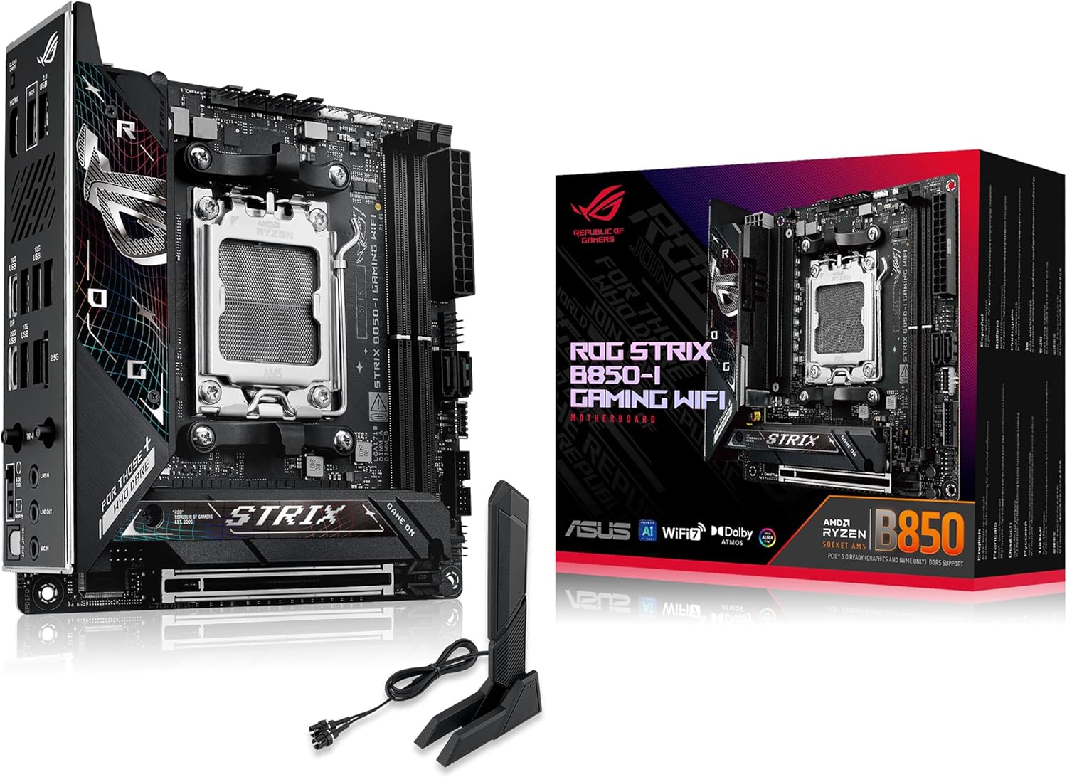 ASUS ROG Strix B850-E Gaming WiFi-AE   High-Performance ATX AM5 Motherboard with DDR5-8000+ OC, PCIe 5.0, WiFi 6E, USB 4.0, SupremeFX Audio & Advanced Cooling