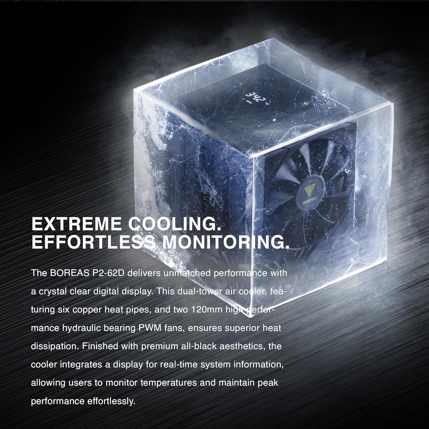 GAMDIAS BOREAS P2-62D CPU Air Cooler – Compact, Silent Cooling, High-Performance for Gaming & Desktop PCs