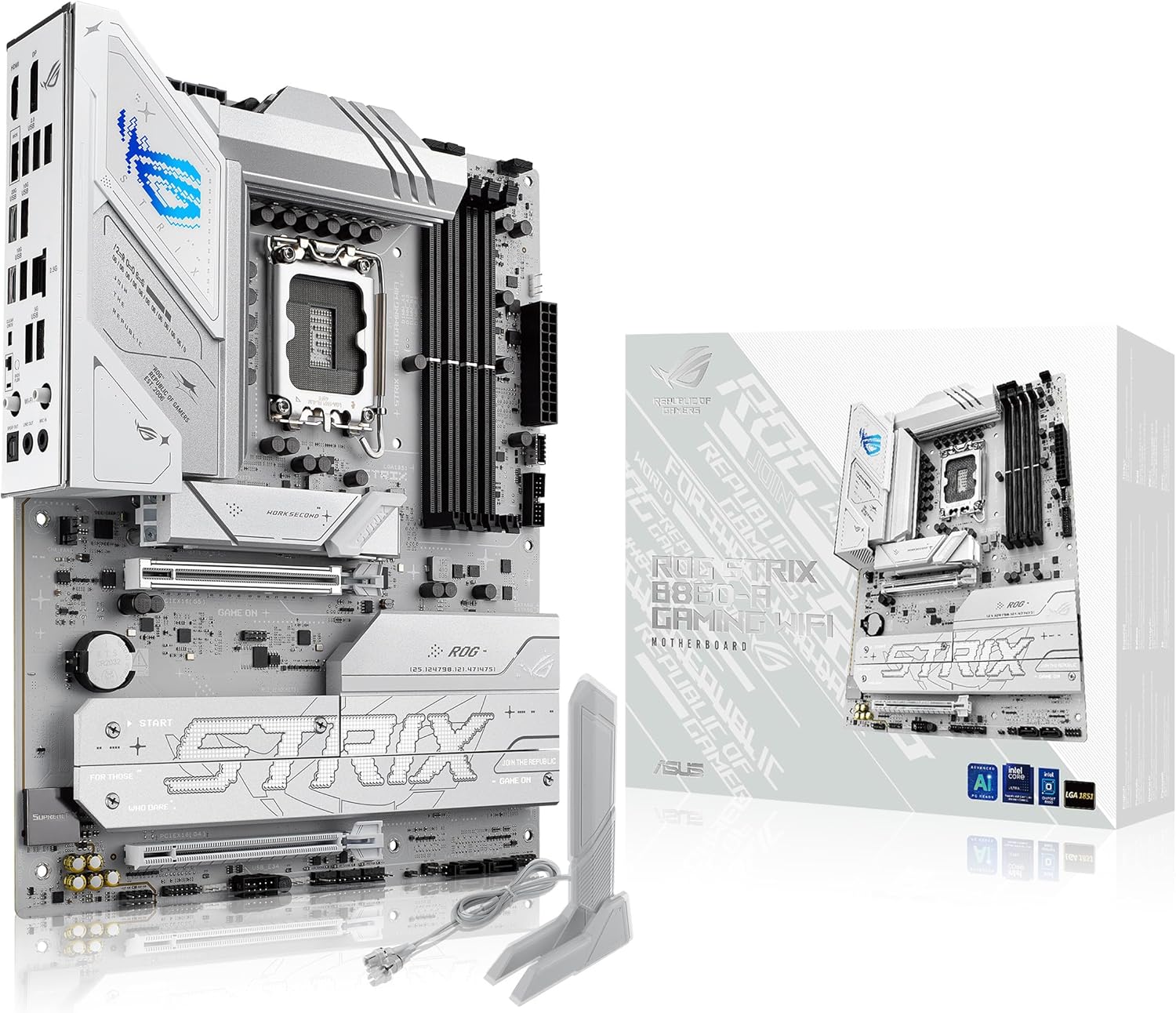 ASUS ROG STRIX B860-F GAMING WIFI-AE – ATX LGA1851 Motherboard with DDR5-9066+ OC, PCIe 5.0, Thunderbolt™ 4, WiFi 7, 2.5Gb Ethernet, USB 20Gbps Type-C, DisplayPort 1.4, HDMI™ 2.1, BIOS FlashBack™, Aura Sync RGB & Advanced Thermal Design