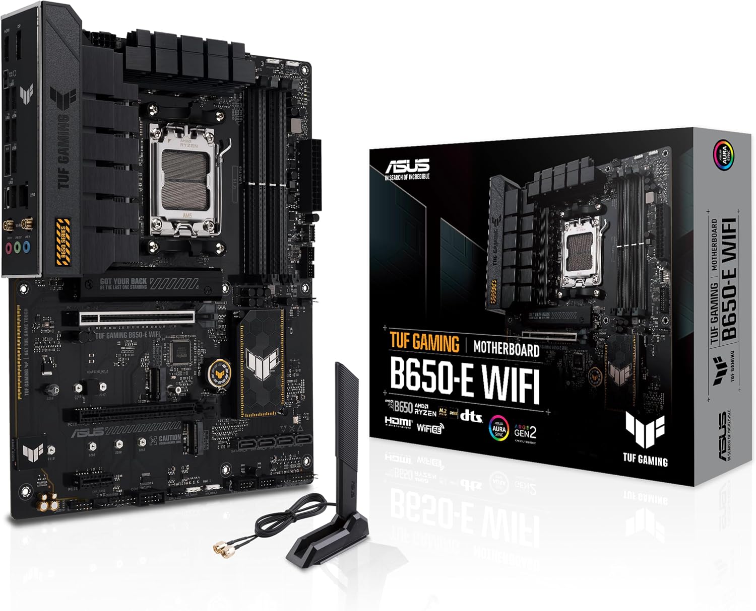 ASUS TUF Gaming B650-PLUS WiFi-AE – ATX AM5 Motherboard with DDR5-6400+ OC, PCIe 4.0, WiFi 6E, 2.5Gb Ethernet, USB 3.2 Gen 2x2, Aura Sync RGB & Enhanced Cooling
