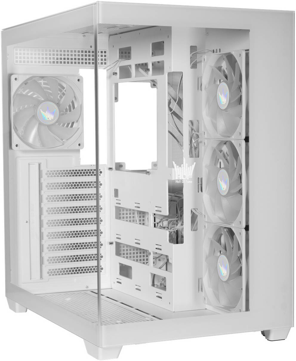 GALAX HOF ALLSYNQ White Mid-Tower ATX Gaming PC Case – Tempered Glass Side Panel, Pre-Installed 4 ARGB Fans, Dual-Chamber Layout, Supports 360 mm Radiator & High-End GPU Builds