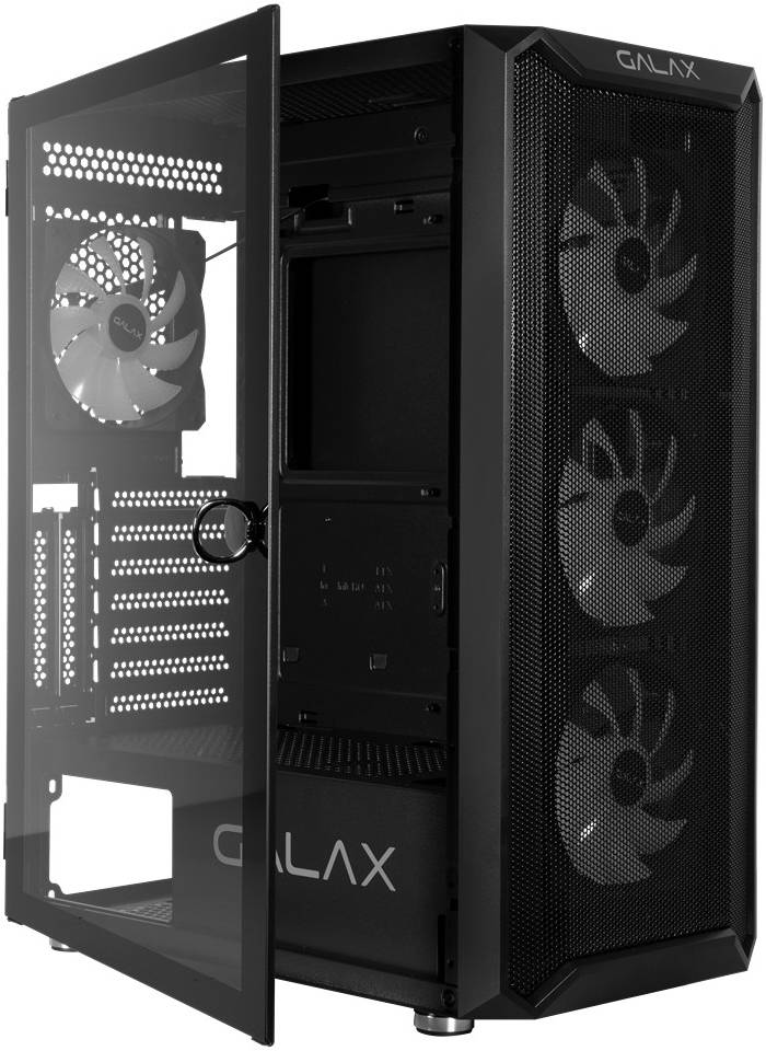 GALAX Revolution 07 ATX Mid-Tower Gaming PC Case – Tempered Glass Side Panel, SPCC Construction, Supports Up to 360 mm Radiator & 330 mm GPU, Black