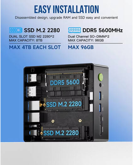 GMKtec NucBox K8 Plus Mini Desktop PC, AMD Ryzen 7 8845HS, 32GB RAM, 1TB SSD, AMD Radeon 780M Graphics, WiFi 6, BT 5.2, Windows 11 Pro, Black | NucBox-K8-Plus