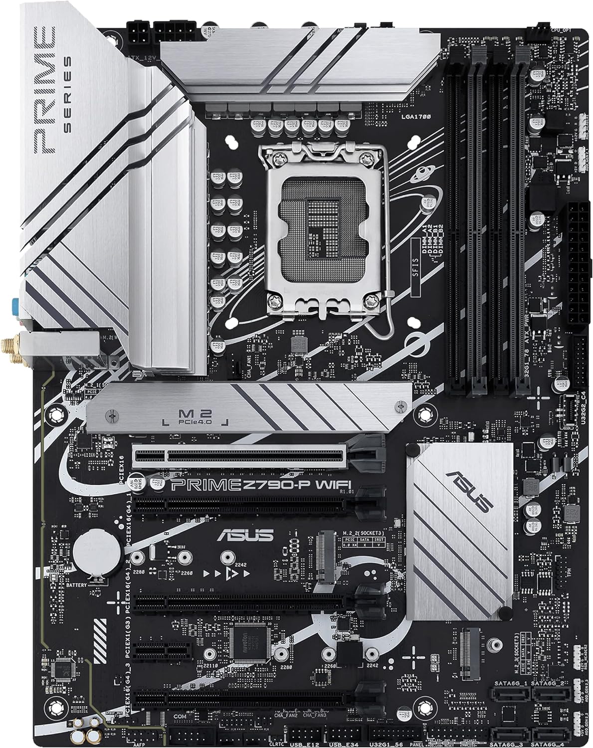 ASUS PRIME Z790-A WIFI-AE – ATX LGA1700 Motherboard with DDR5-7200+ OC, PCIe 5.0, WiFi 6E, 2.5Gb Ethernet, USB 20Gbps Type-C, DisplayPort 1.4, HDMI™, AI Overclocking, BIOS FlashBack™, Aura Sync RGB & Robust Cooling