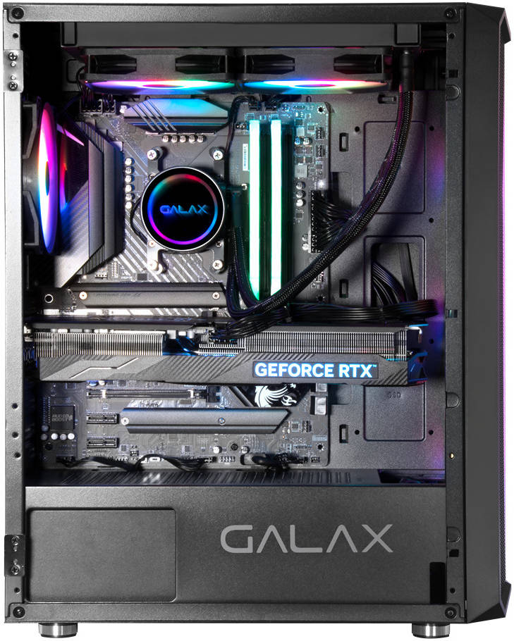 GALAX Revolution 07 ATX Mid-Tower Gaming PC Case – Tempered Glass Side Panel, SPCC Construction, Supports Up to 360 mm Radiator & 330 mm GPU, Black