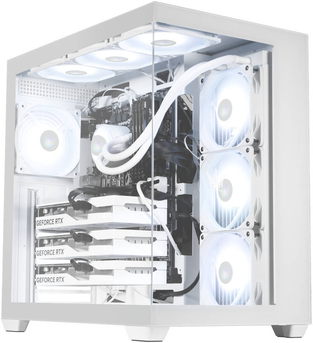 GALAX HOF ALLSYNQ White Mid-Tower ATX Gaming PC Case – Tempered Glass Side Panel, Pre-Installed 4 ARGB Fans, Dual-Chamber Layout, Supports 360 mm Radiator & High-End GPU Builds