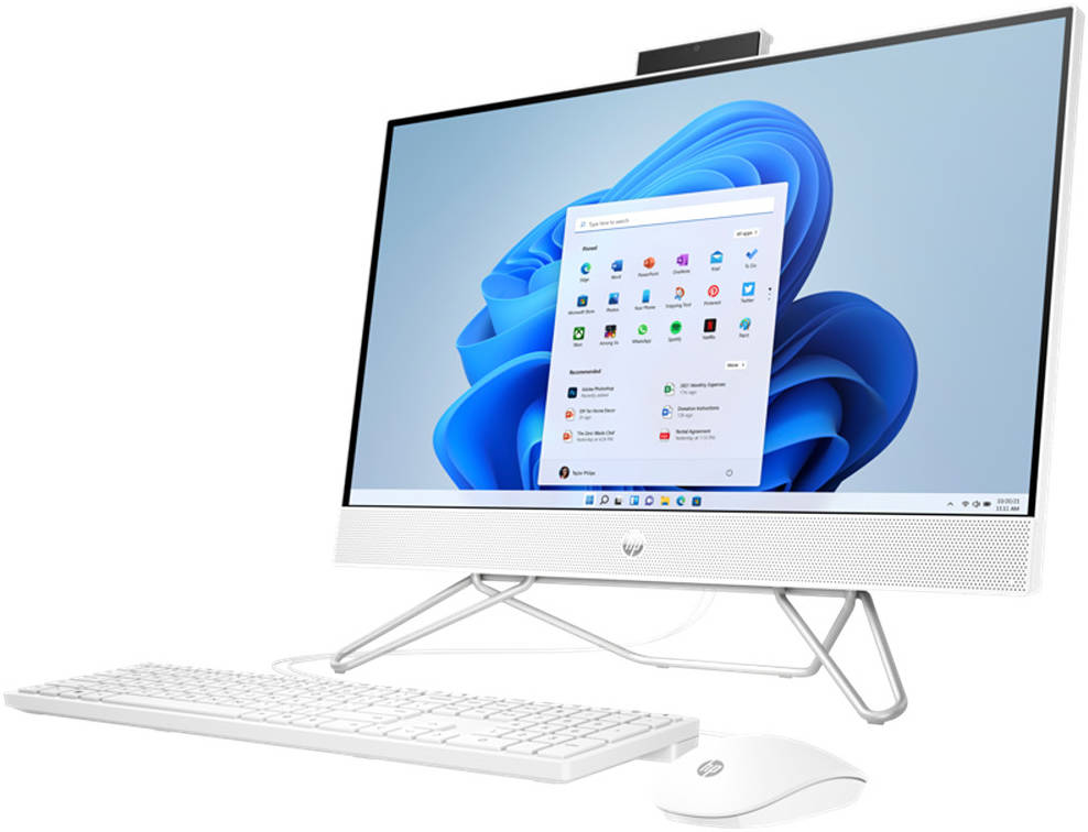 HP CB1015NE AIO 24" Desktop Computer, FHD Touch, IPS Display, Intel Core i7-1255U, 16GB RAM, 512GB SSD,  Intel Iris X Graphics, White USB KB & Mouse, Win 11, White | 6J7F8EA-W
