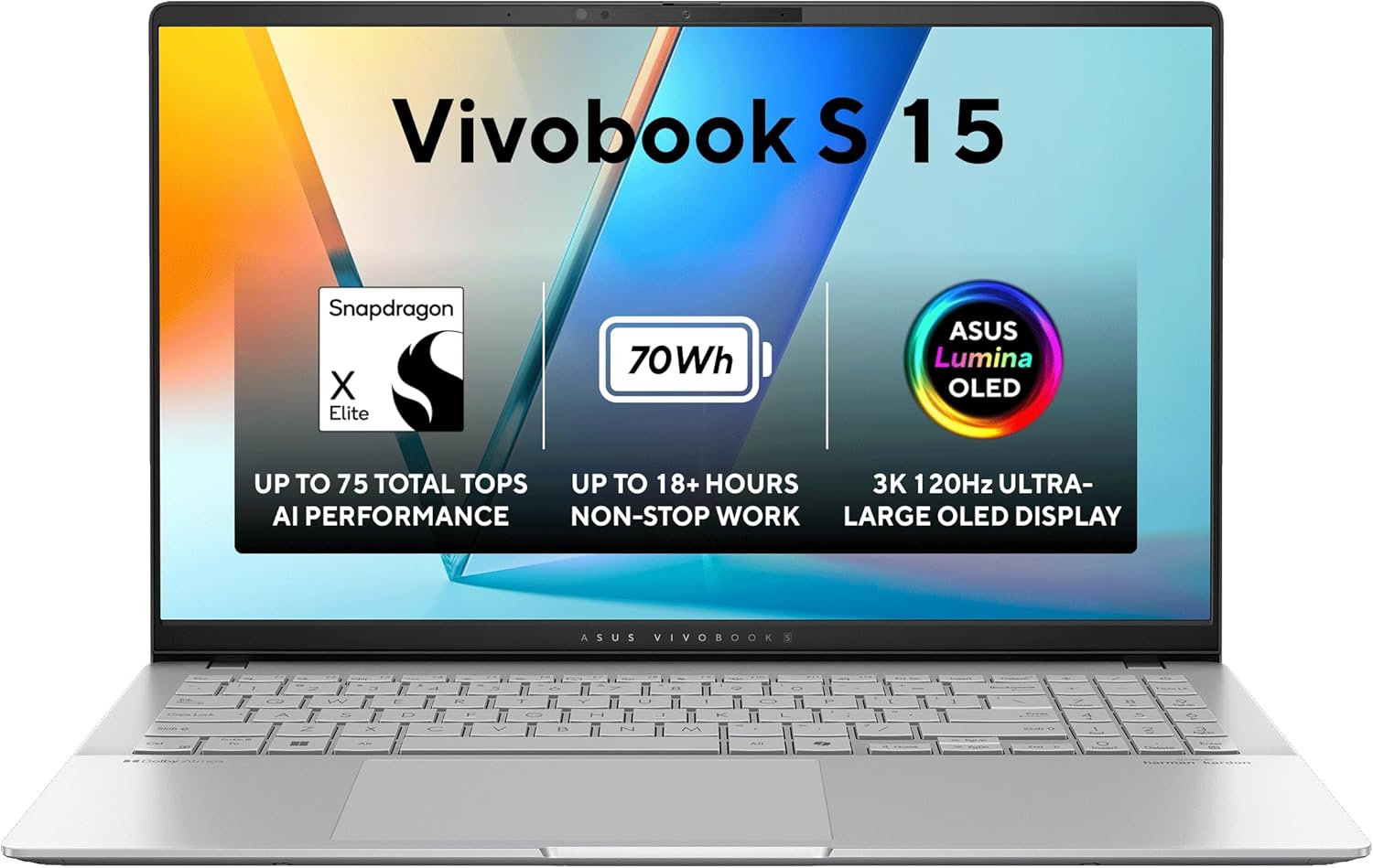 ASUS Vivobook S15 OLED S5507QA-MA001W | Qualcomm Snapdragon X Elite X1E | 32GB RAM - 1TB SSD | Qualcomm Adreno GPU | 15.6