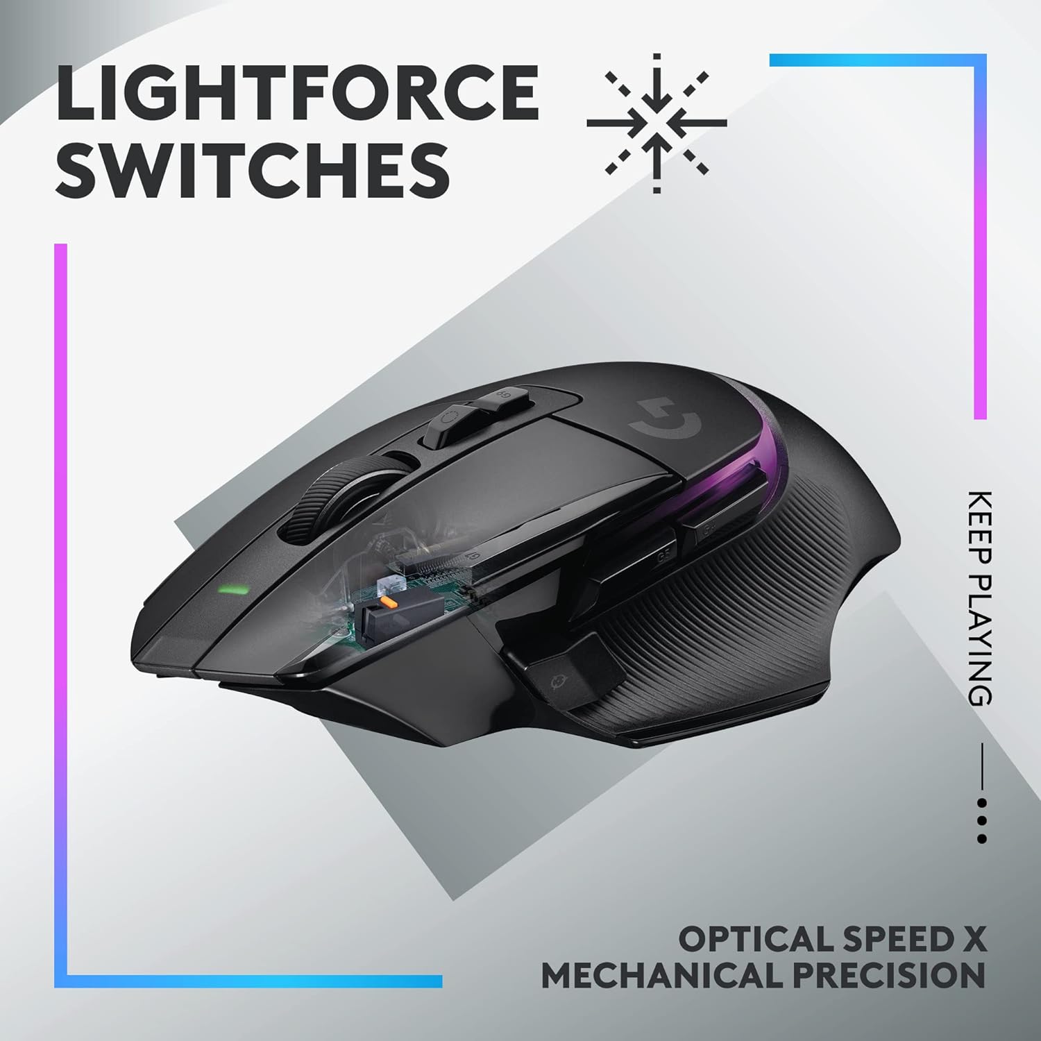 Logitech G502 X PLUS LIGHTSPEED Wireless RGB Gaming Mouse - Optical mouse with LIGHTFORCE hybrid switches, LIGHTSYNC RGB, HERO 25K gaming sensor, compatible with PC - macOS/Windows - Black