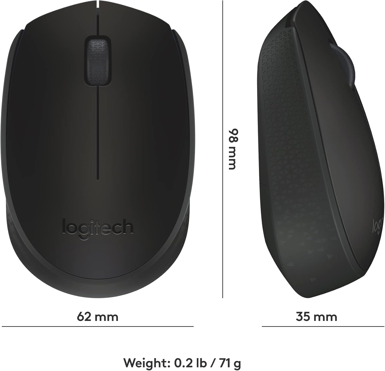 Logitech M171 Wireless Mouse for PC, Mac, Laptop, 2.4 GHz, Optical Tracking, 12-Months Battery Life, Ambidextrous-Black