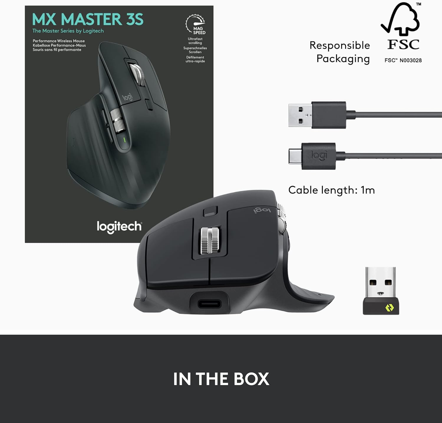 Logitech MX Master 3S - Wireless Performance Mouse - Graphite