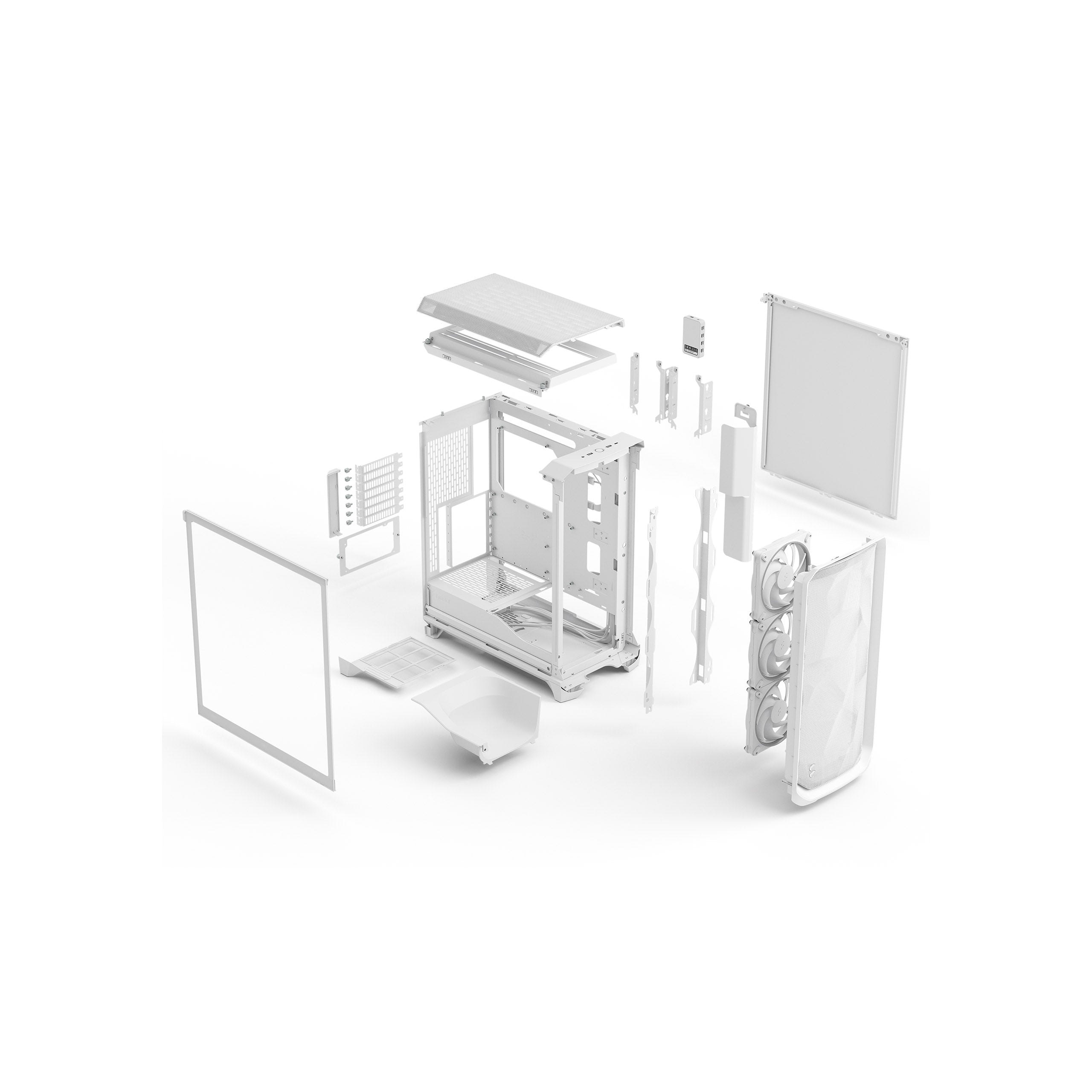 Fractal Meshify 3 Ambience Pro RGB White TG Mid Tower Case – High Airflow, Tempered Glass, ARGB Lighting