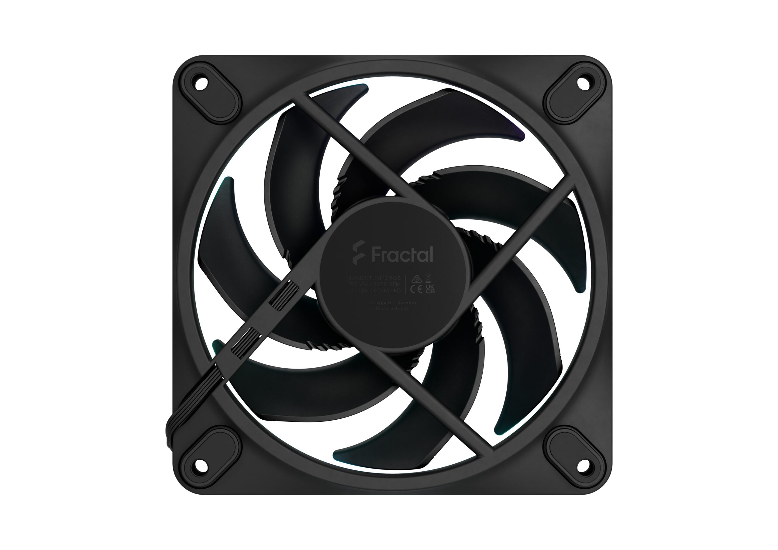 Fractal Design Momentum 12 ARGB 120mm Single Black PWM Fan – High-Performance RGB Cooling