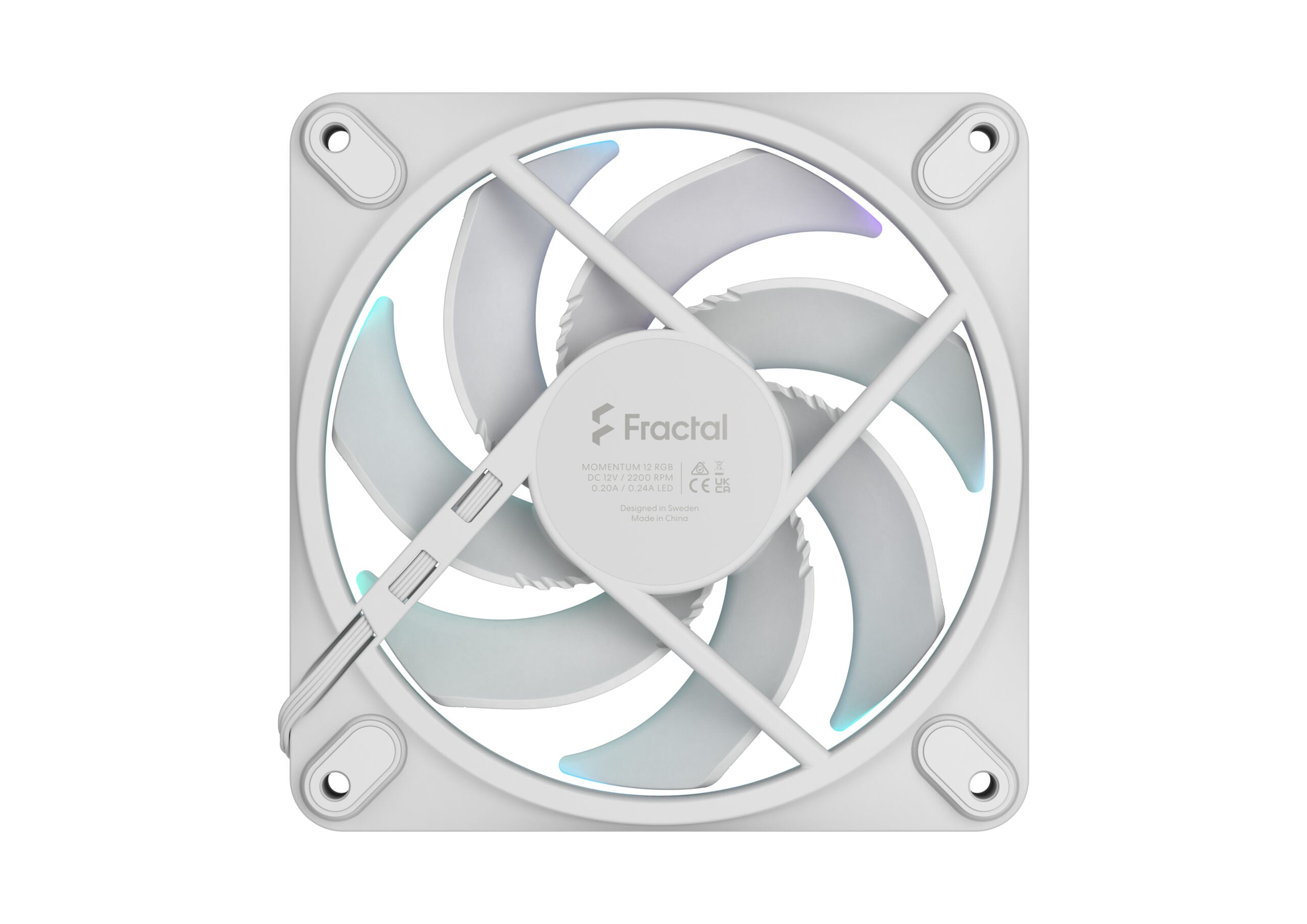 Fractal Design Momentum 12 ARGB 120mm PWM White Fans – High-Performance RGB Cooling 3-Pack