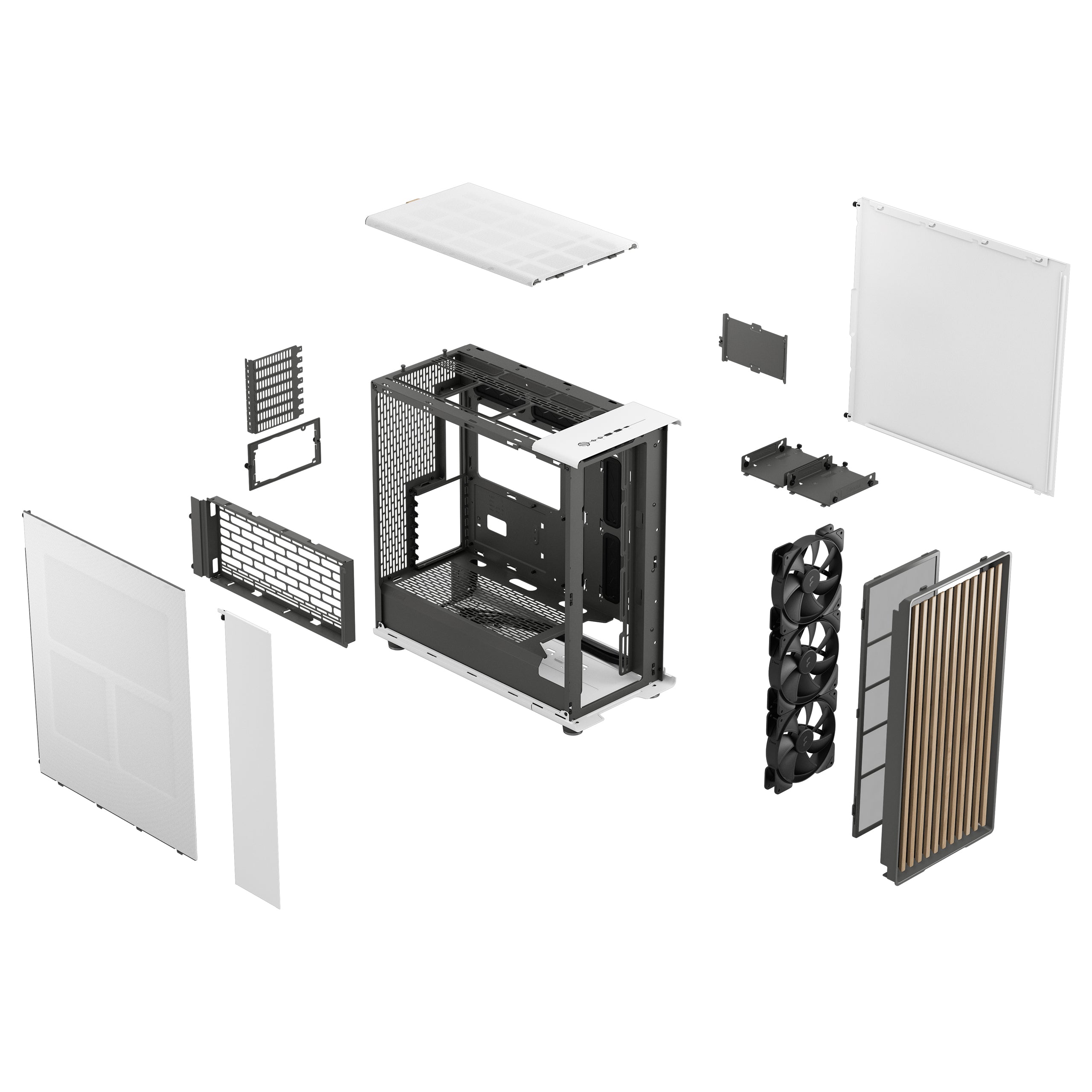 Fractal North XL Chalk White Mesh Side Panel Mid Tower Case – High Airflow Gaming PC Chassis