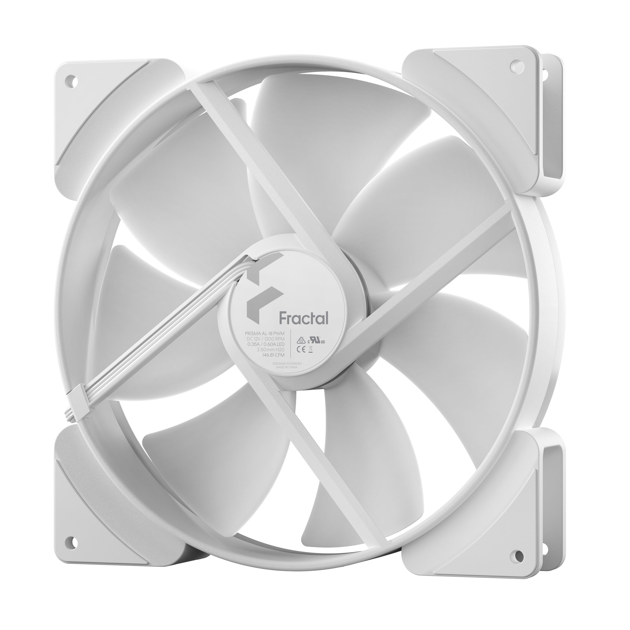 Fractal Design Prisma AL-18 180mm ARGB PWM White Fan – High Airflow RGB Cooling for Gaming PCs