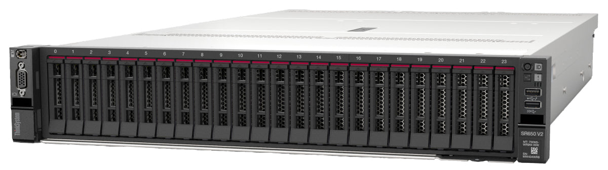 Lenovo ThinkSystem SR650 V2 2U Rack Server, 2x Intel Xeon Silver 4310 2.1 GHz, 64GB (2*32GB) RAM, 2x 2.5" 1.2TB 10K SAS, USB DVD RW, 1GbE RJ45 4-port OCP Ethernet, 2x750W Power Supply