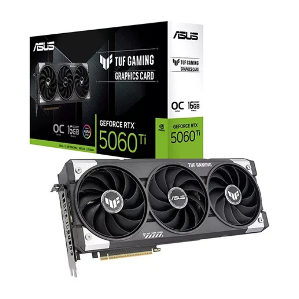 ASUS TUF Gaming GeForce RTX 5060 Ti Overclocked Edition Graphics Card – 16GB GDDR6, PCIe 4.0, Military-Grade Components, Axial-Tech Fans, Dual Ball Bearings