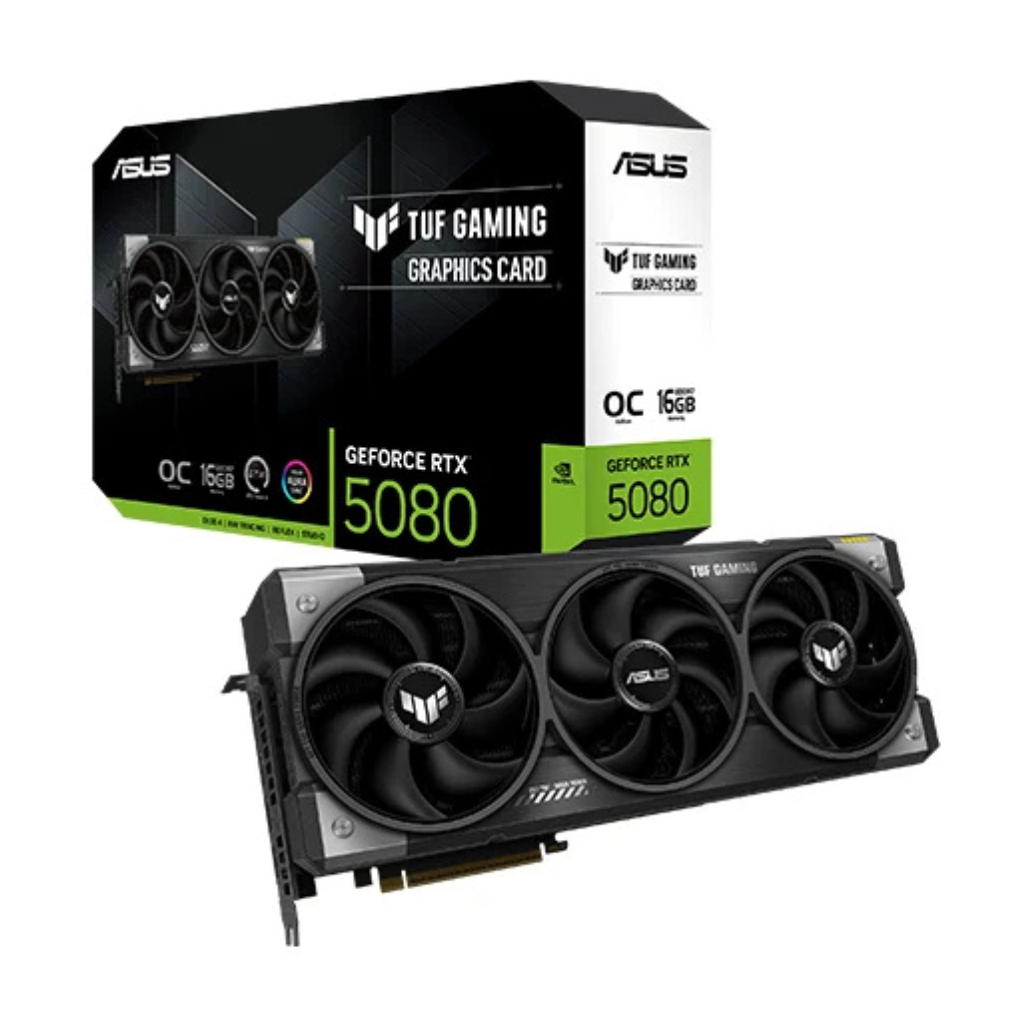 ASUS TUF Gaming GeForce RTX 5080 Overclocked Edition Graphics Card – 16GB GDDR6, PCIe 4.0, Military-Grade Components, Axial-Tech Fans, Dual Ball Bearings