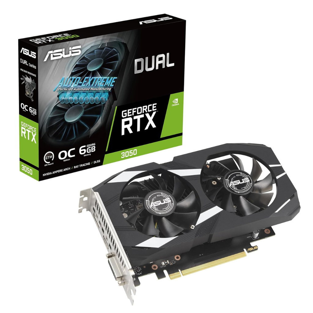 ASUS Dual RTX 3050 6GB GDDR6 Graphics Card – PCIe 4.0, Dual Fan Cooling, Ray Tracing Support