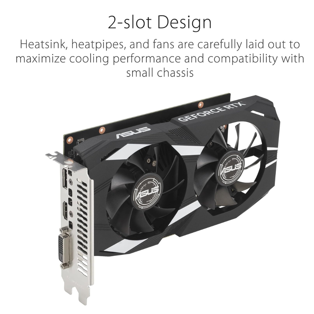 ASUS Dual RTX 3050 6GB GDDR6 Graphics Card – PCIe 4.0, Dual Fan Cooling, Ray Tracing Support
