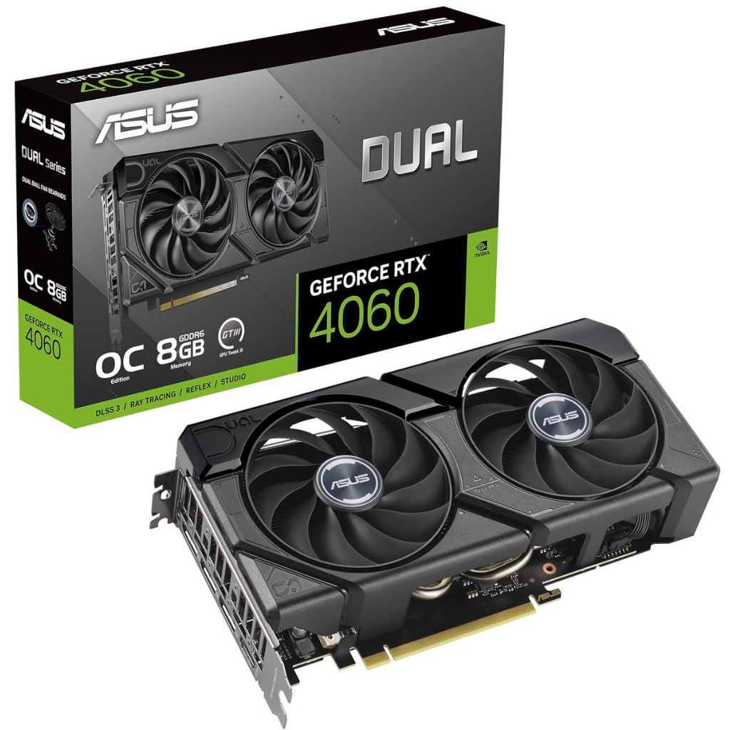 ASUS Dual RTX 4060 8GB EVO Graphics Card – GDDR6, PCIe 4.0, Dual Fan Cooling, Ray Tracing