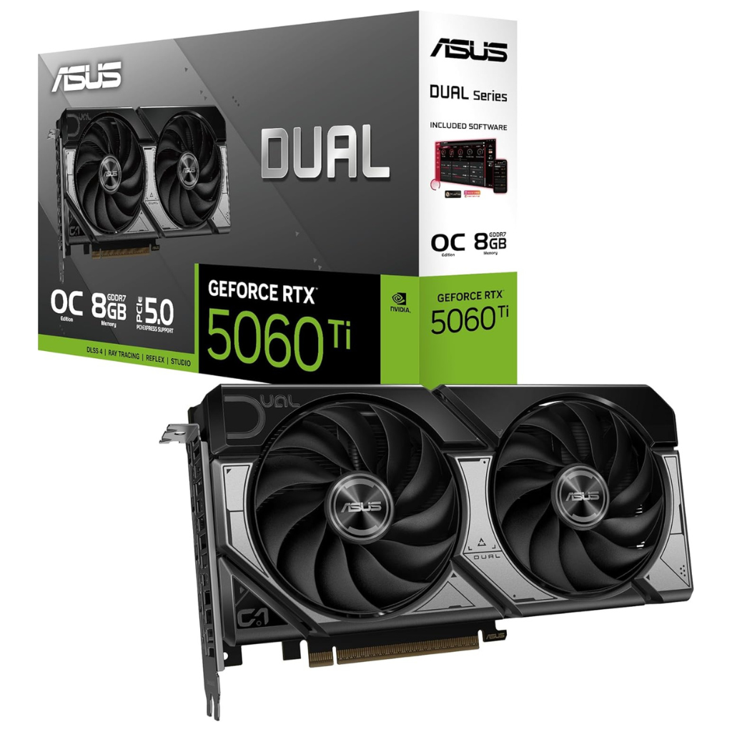 ASUS Dual RTX 5060 Ti 16GB Graphics Card – GDDR6, PCIe 4.0, Dual Fan Cooling, Ray Tracing