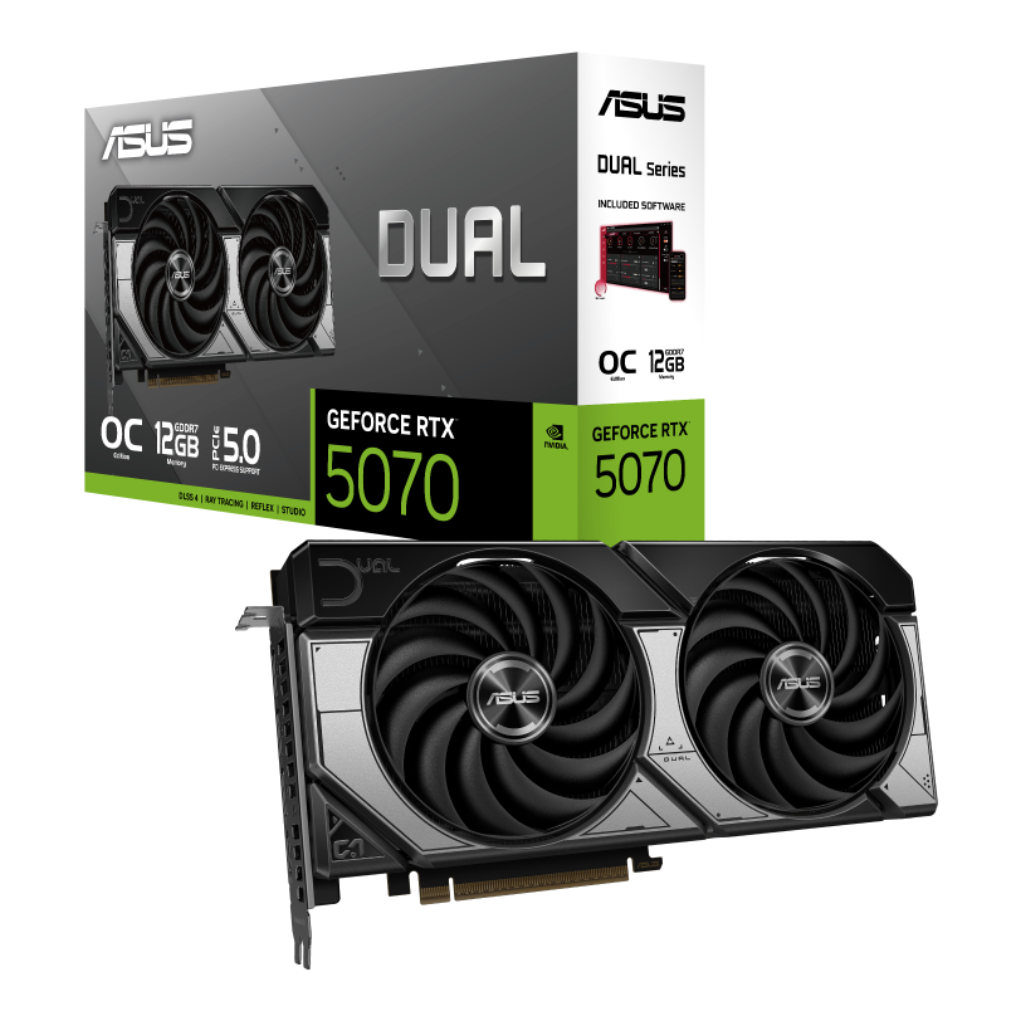 ASUS Dual RTX 5070 12GB Graphics Card – GDDR6, PCIe 4.0, Dual Fan Cooling, Ray Tracing