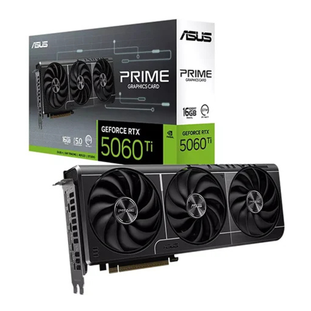 ASUS Prime RTX 5060 Ti 16GB Graphics Card – GDDR6, PCIe 4.0, Dual Fan, Ray Tracing
