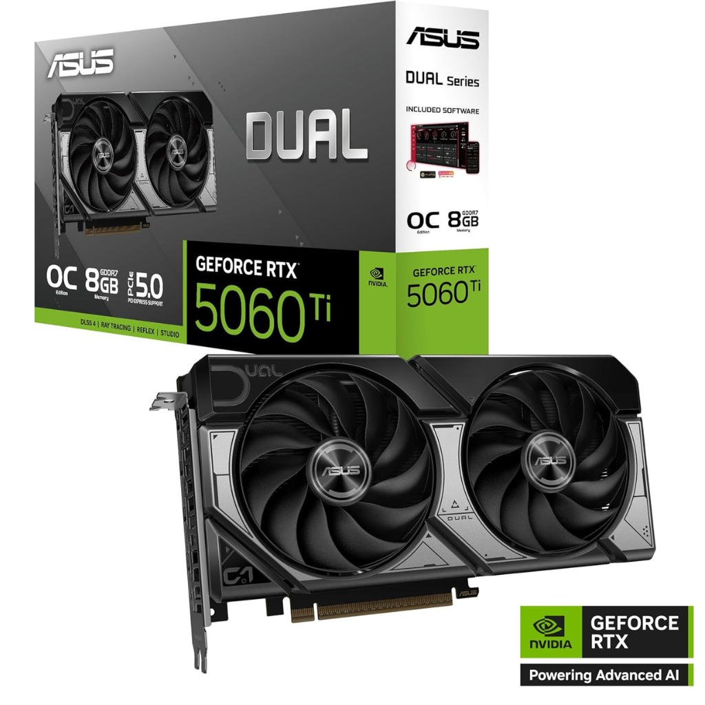 ASUS Prime GeForce RTX 5060 Ti 8GB Graphics Card – GDDR6, PCIe 4.0, Dual Fan, Ray Tracing