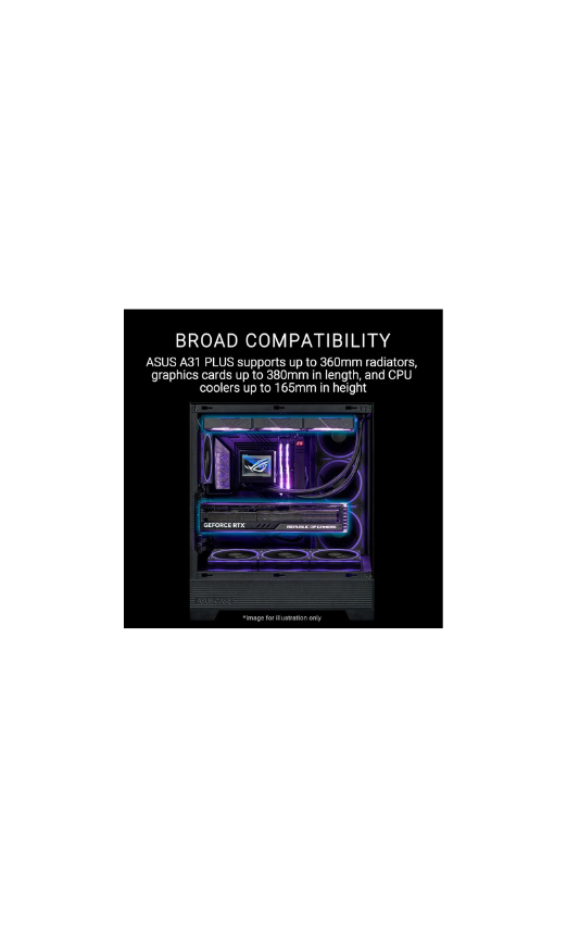 ASUS A31 Plus Mid-Tower PC Case – Black with Tempered Glass & ARGB Fans, ATX / Micro-ATX / Mini-ITX Compatible