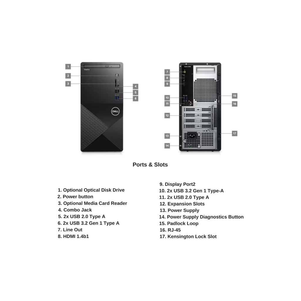 DELL DESKTOP VOSTRO 3030 MT SYSTEM I3-12100 8GB 512GB Windows 11