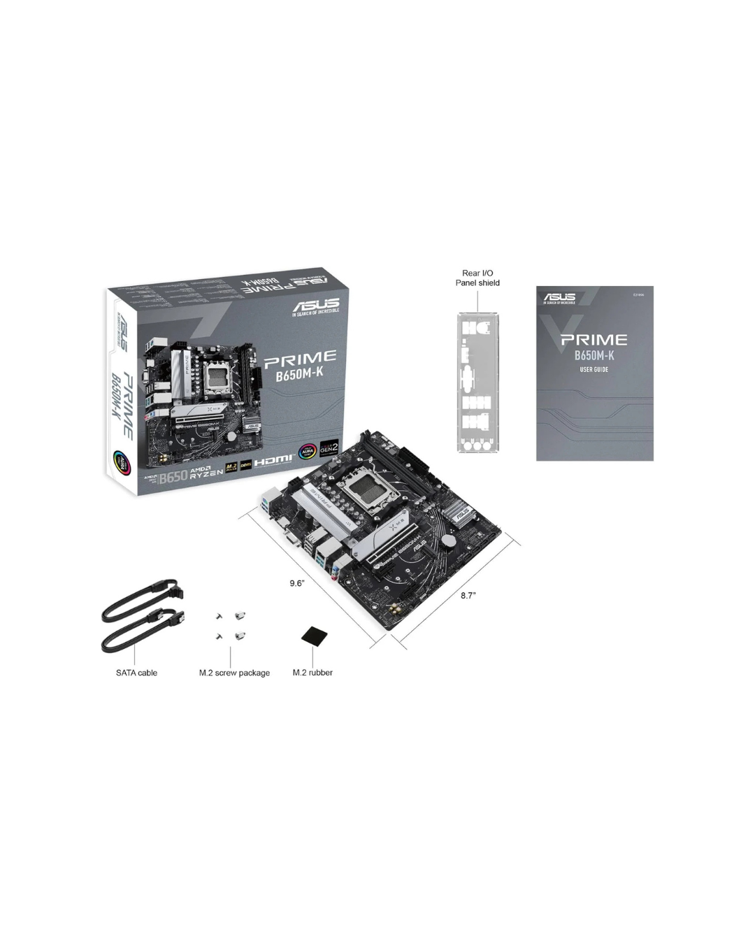 ASUS PRIME B650M-K Motherboard – AMD AM5 Socket, B650 Chipset, USB 3.2 Gen 2, Aura Sync RGB, Micro-ATX