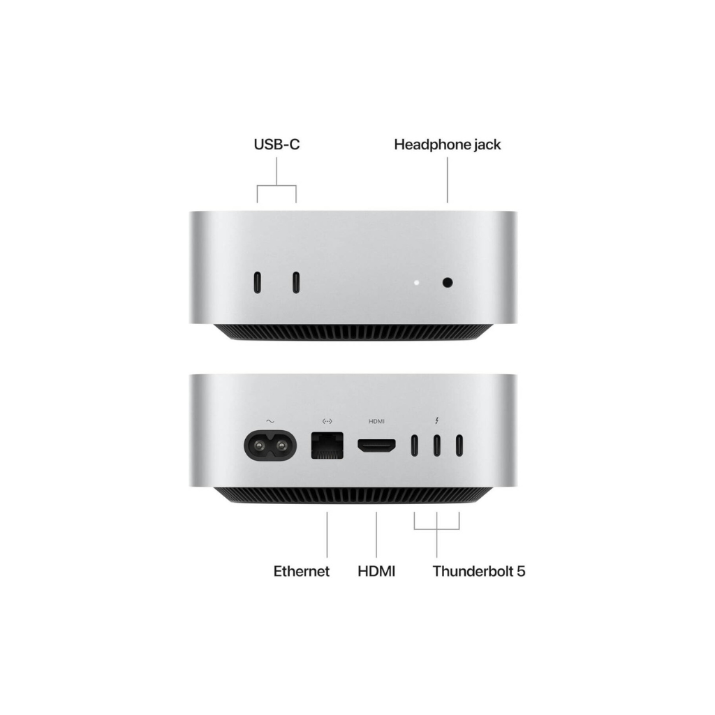Apple Mac Mini Desktop Computer, Apple M4 Pro Chip with 14-core CPU, 20-core GPU, 16-core Neural Engine, 64GB RAM, 1TB SSD, 3x Thunderbolt 4 Ports, HDMI Port, 2x USB-C Ports, Silver | Z1JV00236